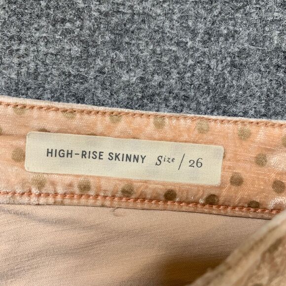 Pilcro And The Letterpress Pants Women 26 Apricot High Rise Skinny Velvet Dots - Picture 7 of 16